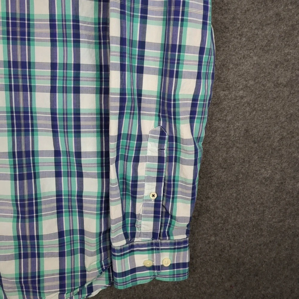 Banana Republic Mens Large Soft Wash Tailored Slim Fit Plaid‎ Button Down Shirt
